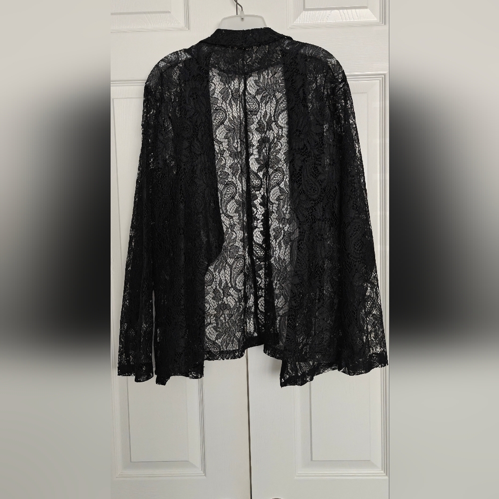 Black Lace Cardigan, Size 4XL - Picture 2 of 6